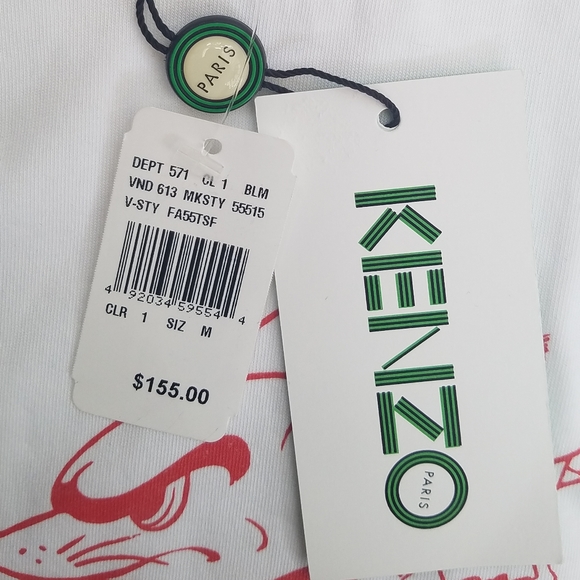 New Men's "KENZO PARIS" White Tee Shirt - Picture 4 of 5